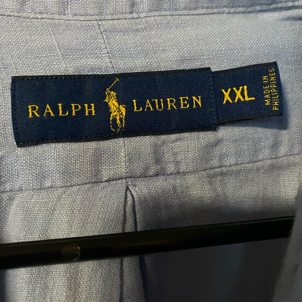 Polo by Ralph Lauren Light Blue Casual Button Down Shirt 100% Linen - Picture 3 of 5